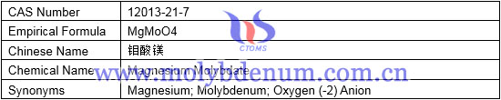 magnesium molybdate CAS number image empirical formula, chemical name, synonyms of magnesium molybdate image