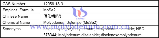 empirical formula, chemical name, synonyms of molybdenum selenide image