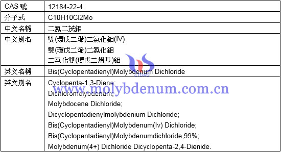 二氯二茂鉬CAS號圖片 二氯二茂鉬分子式中文別名英文名稱別名圖片