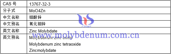 钼酸锌分子式中文别名英文名称别名图片
