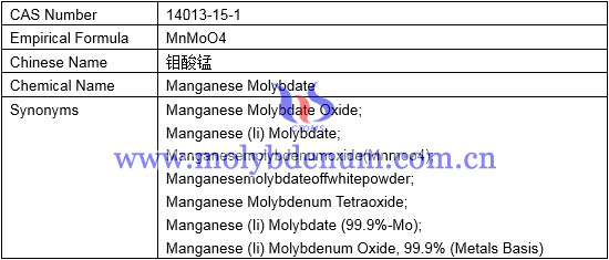 manganese molybdate CAS number image empirical formula, chemical name, synonyms of manganese molybdate image