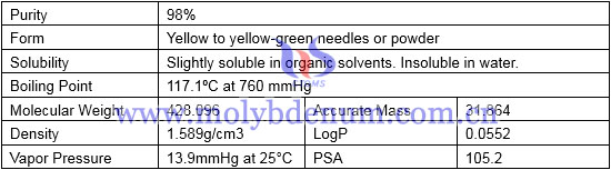 purity, form, density, melting point of molybdenum (II) acetate dimer image