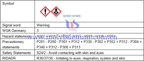 health and safety information image MSDS image